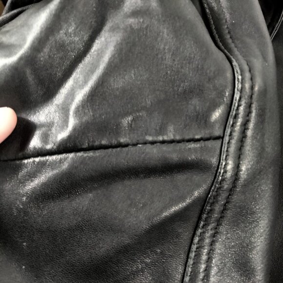 NWOT Vintage GAP Jacket Womens M Black Leather Blazer Y2K 2000s Classic Pockets - Picture 8 of 14